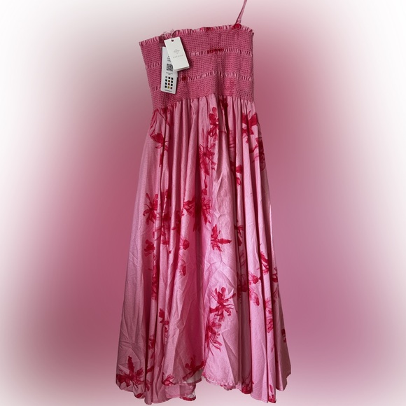 Rareism Flared Tube Dress - Ariana Pink, Fully Lined, Pockets, Removable Straps - Picture 5 of 13